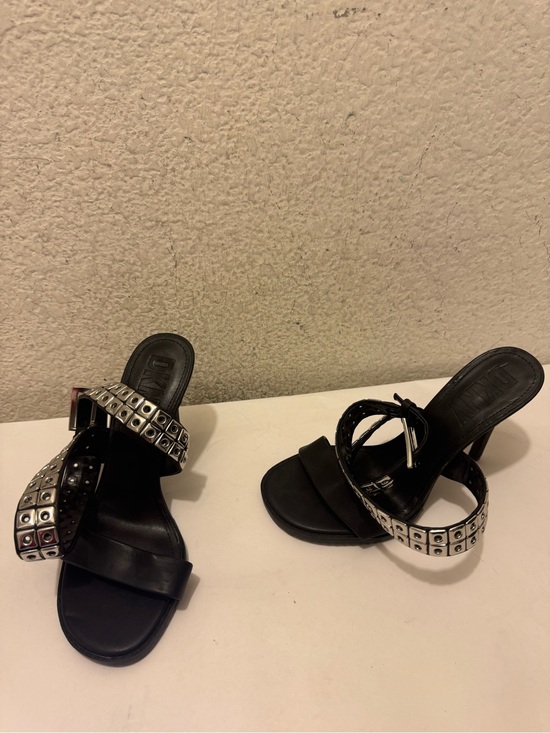 Dkny Shoes - DKNY Black Heeled Sandals with Silver Stud Accents